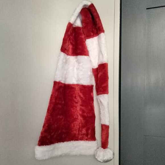 New X-Long Plush Wide Stripe Santa Elf Hat - Picture 1 of 6